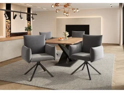 Juego de 4 sillas de comedor - 60 x 60 x 88 cm - sillas tapizadas - giratorias 360° - terciopelo - gris