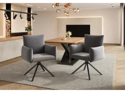 Juego de 4 sillas de comedor - 60 x 60 x 88 cm - sillas tapizadas - giratorias 360° - terciopelo - gris