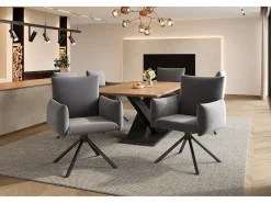 Juego de 4 sillas de comedor - 60 x 60 x 88 cm - sillas tapizadas - giratorias 360° - terciopelo - gris