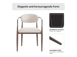 Juego de 4 sillas de comedor - 57 x 60 x 81 cm - silla de maquillaje - patas doradas ajustables - lino - beige