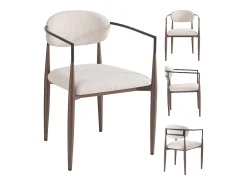 Juego de 4 sillas de comedor - 57 x 60 x 81 cm - silla de maquillaje - patas doradas ajustables - lino - beige