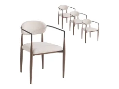 Juego de 4 sillas de comedor - 57 x 60 x 81 cm - silla de maquillaje - patas doradas ajustables - lino - beige