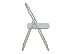 Juego de 2 sillas de comedor plegables de piel sintética blanca