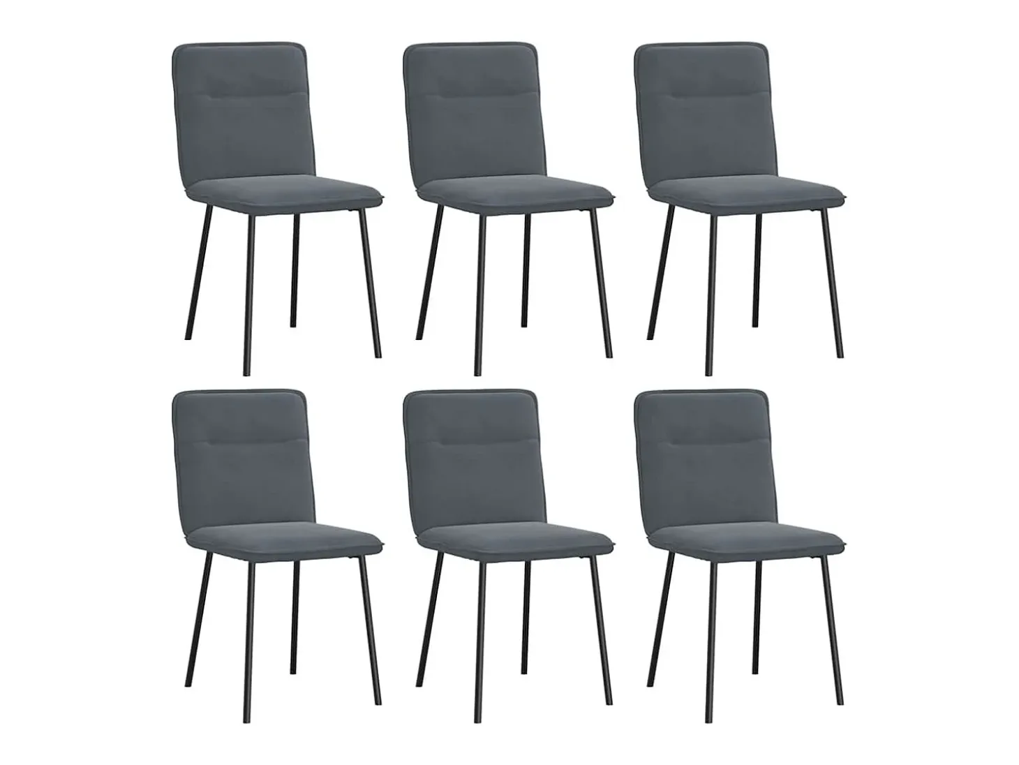 Juego de 6 sillas de comedor de terciopelo gris oscuro