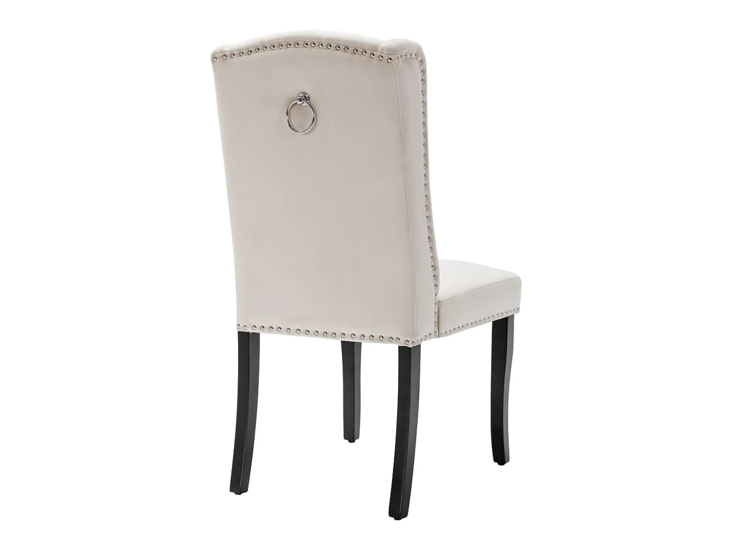 Juego de 4 sillas de comedor de terciopelo, patas de roble, diseño moderno, beige (L 103,68 x An 50,29 x Al 46,36 cm)