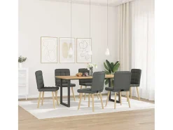 Juego de 6 sillas de comedor de tela gris oscuro