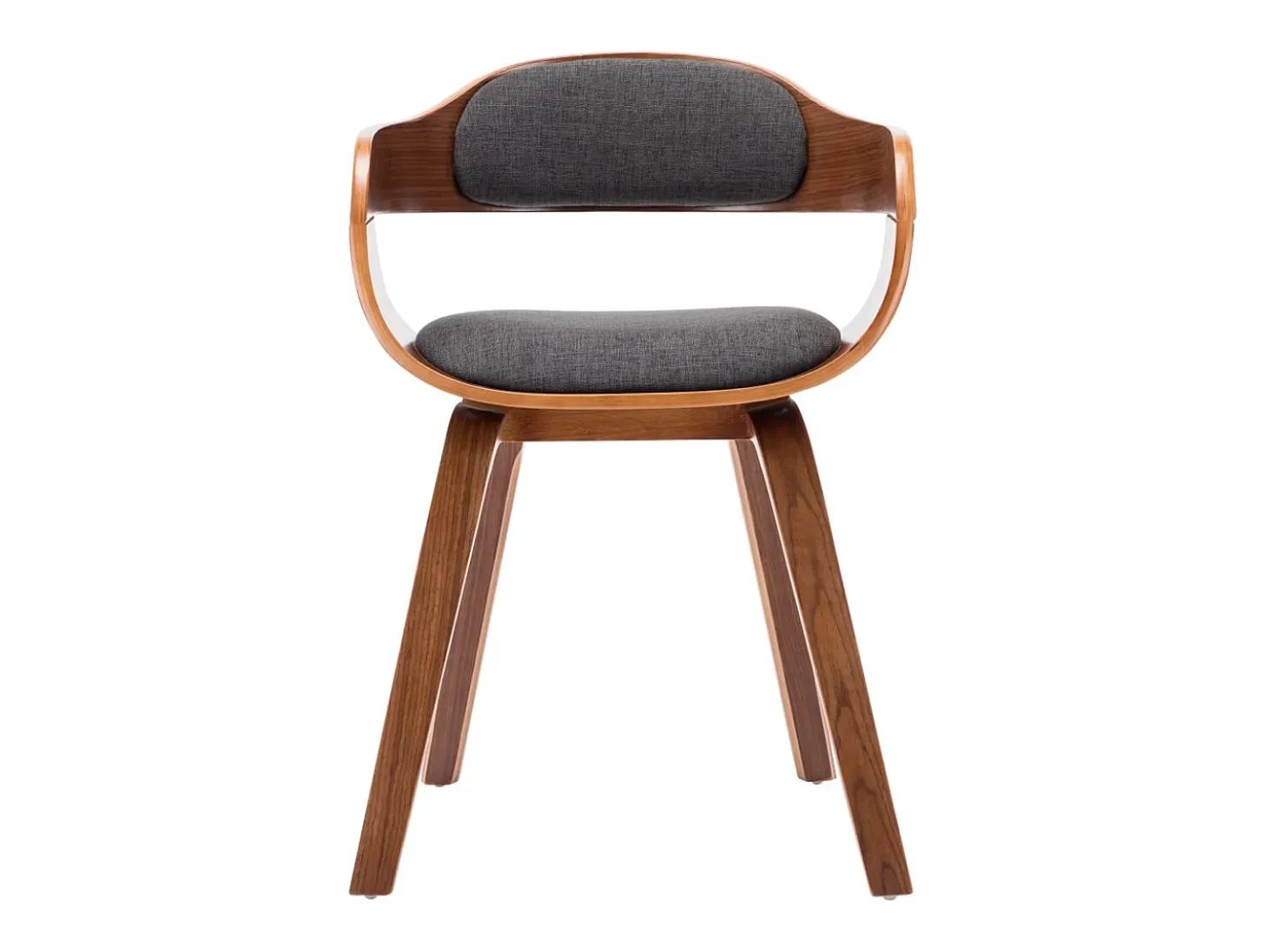 Juego de 4 sillas de comedor de tela gris oscuro y madera curvada