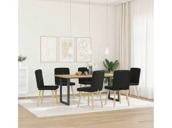 Juego de 6 sillas de comedor de tela negra