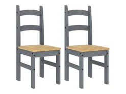 Juego de 2 Sillas de comedor madera maciza de pino gris 40x46x99 cm ES448253