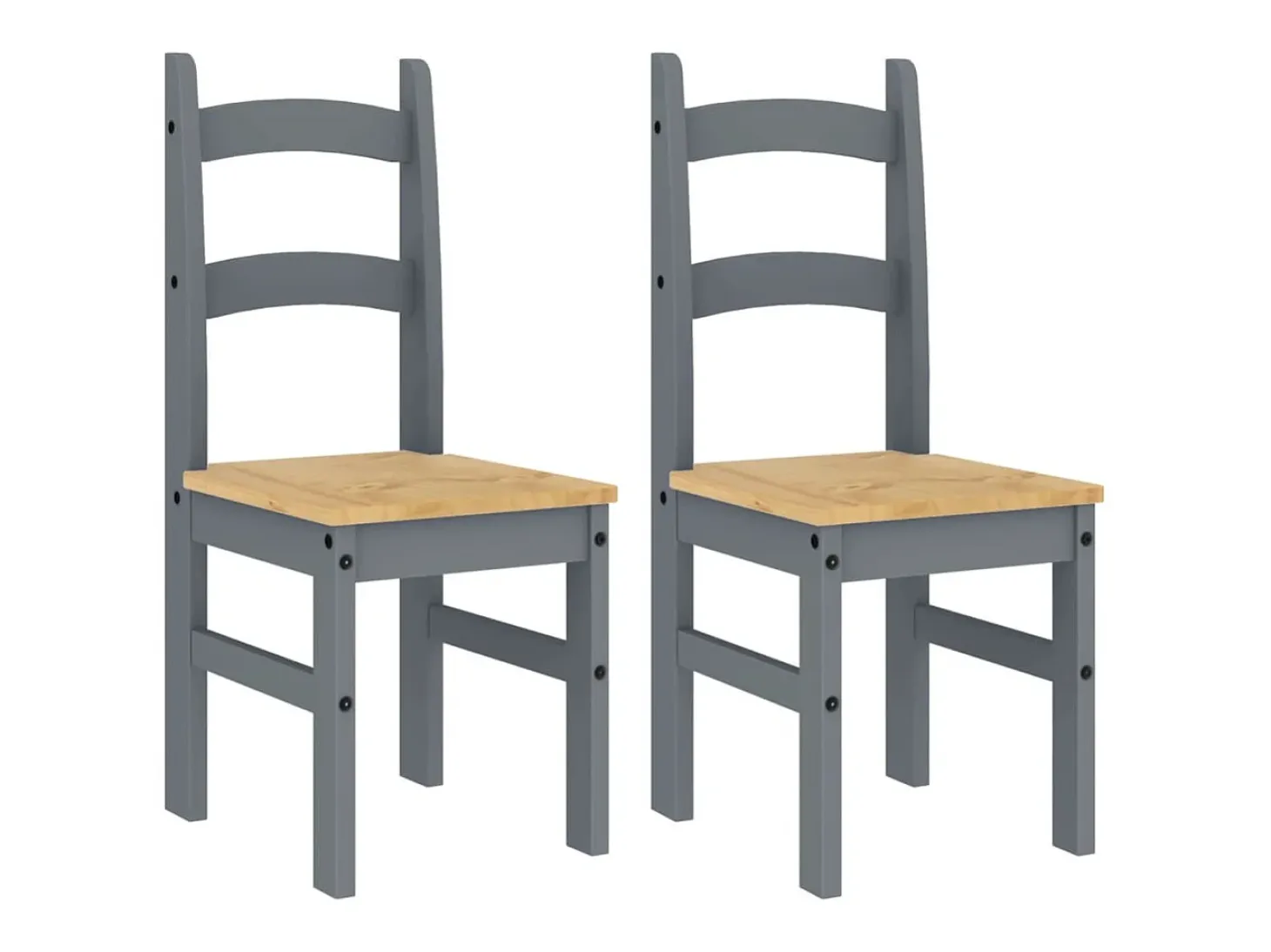 Juego de 2 Sillas de comedor madera maciza de pino gris 40x46x99 cm ES448253
