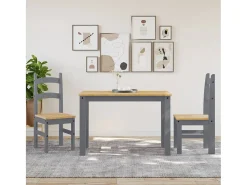 Juego de 2 Sillas de comedor madera maciza de pino gris 40x46x99 cm ES448253