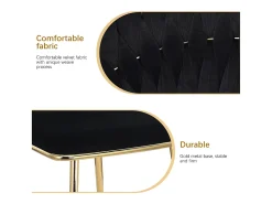 Juego de 2 sillas de comedor - sillones con respaldo redondeado y estructura de metal - terciopelo - negro