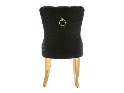 Juego de 2 sillas de comedor - terciopelo negro - Silla tapizada con ribete tachonado y patas de metal dorado