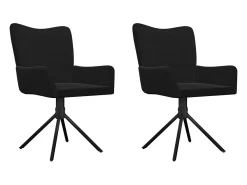 Juego de 2 sillas de comedor giratorias de terciopelo negro