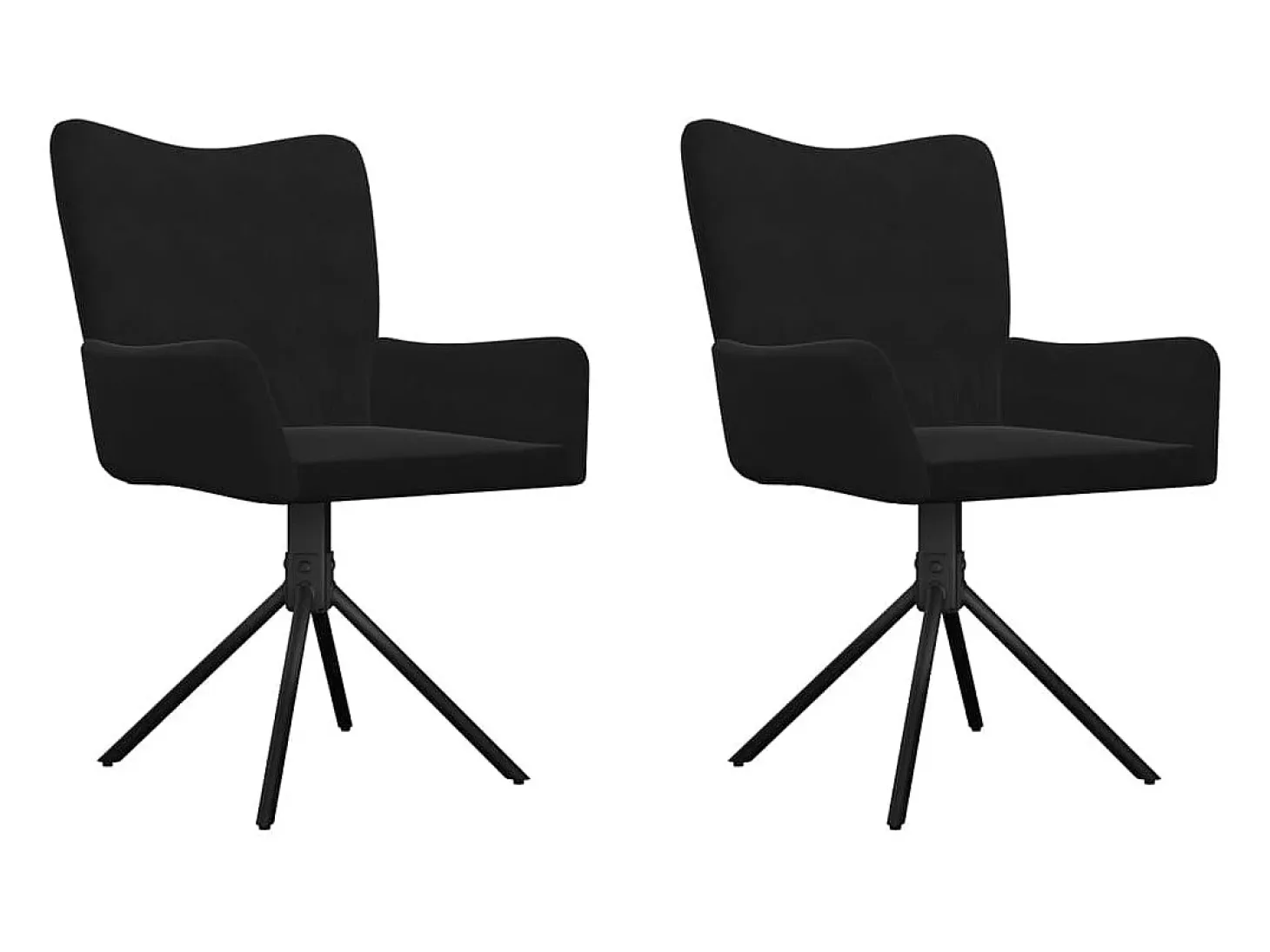Juego de 2 sillas de comedor giratorias de terciopelo negro