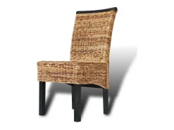 Juego de 2 sillas de comedor de madera maciza de mango y abacá