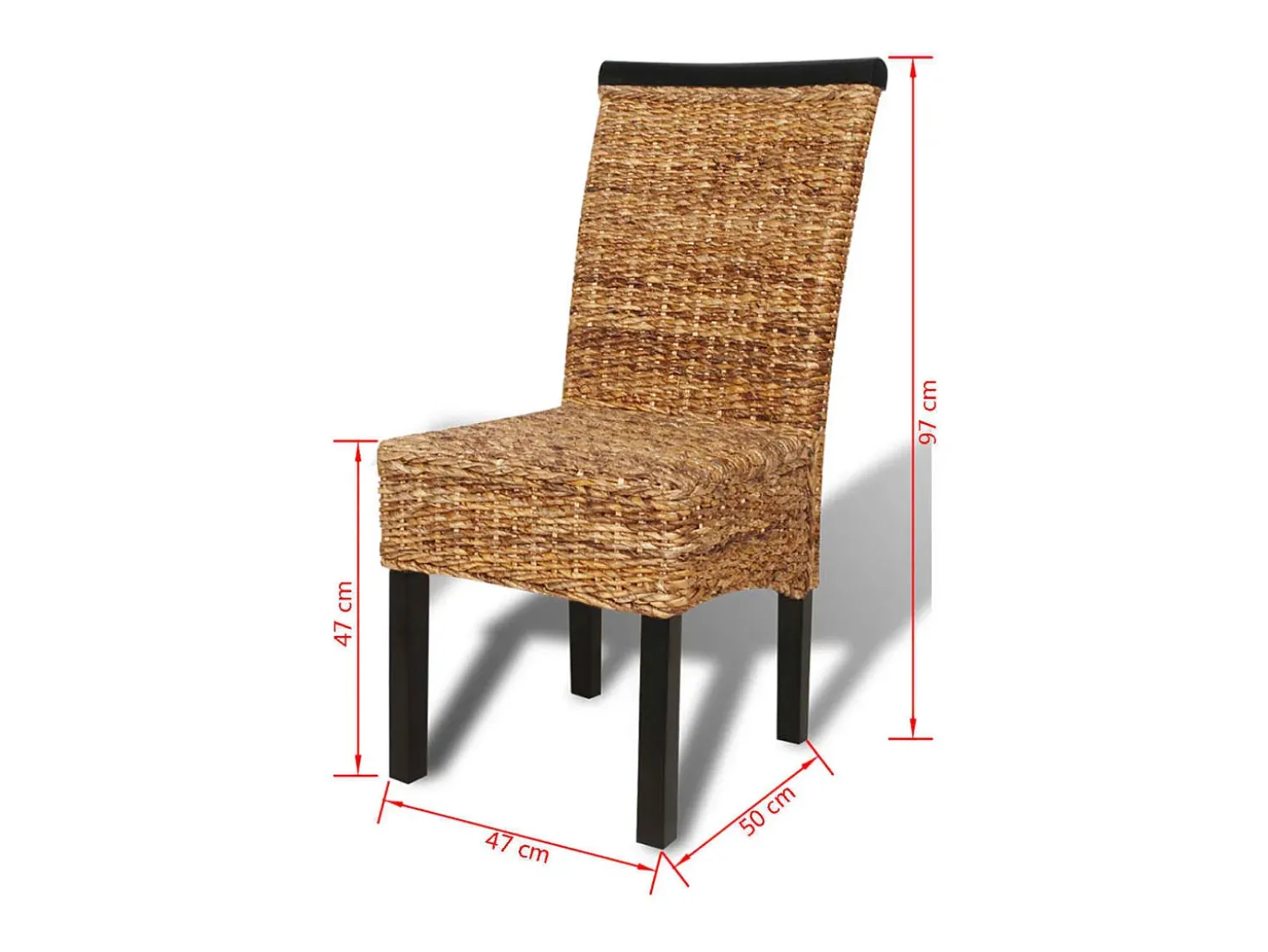Juego de 2 sillas de comedor de madera maciza de mango y abacá
