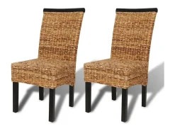 Juego de 2 sillas de comedor de madera maciza de mango y abacá
