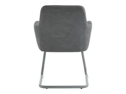 Juego de 2 sillas de comedor - cuero gris - silla con reposabrazos y respaldo - patas de acero arqueadas