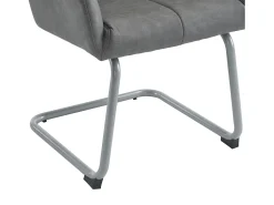 Juego de 2 sillas de comedor - cuero gris - silla con reposabrazos y respaldo - patas de acero arqueadas
