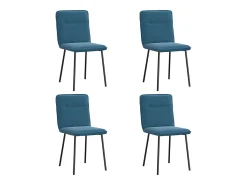 Juego de 4 sillas de comedor de terciopelo azul