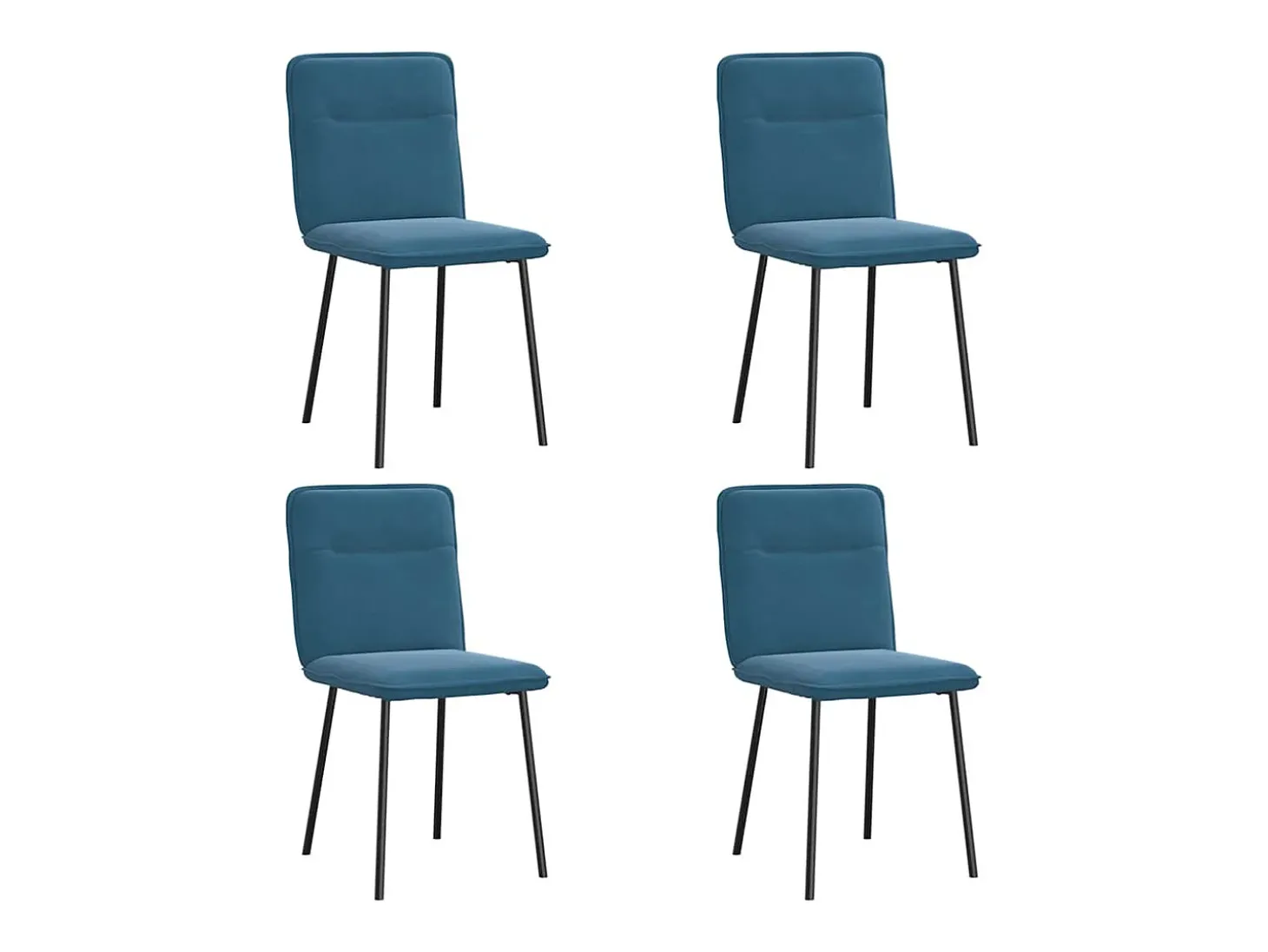 Juego de 4 sillas de comedor de terciopelo azul