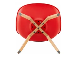 Juego de 4 Sillas de Comedor Retro Acolchadas en Rojo - Estilo Nórdico, Patas de Madera de Haya Maciza