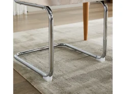 Juego de 2 sillas de comedor – Respaldos de ratán – Asientos tapizados en terciopelo – Beige