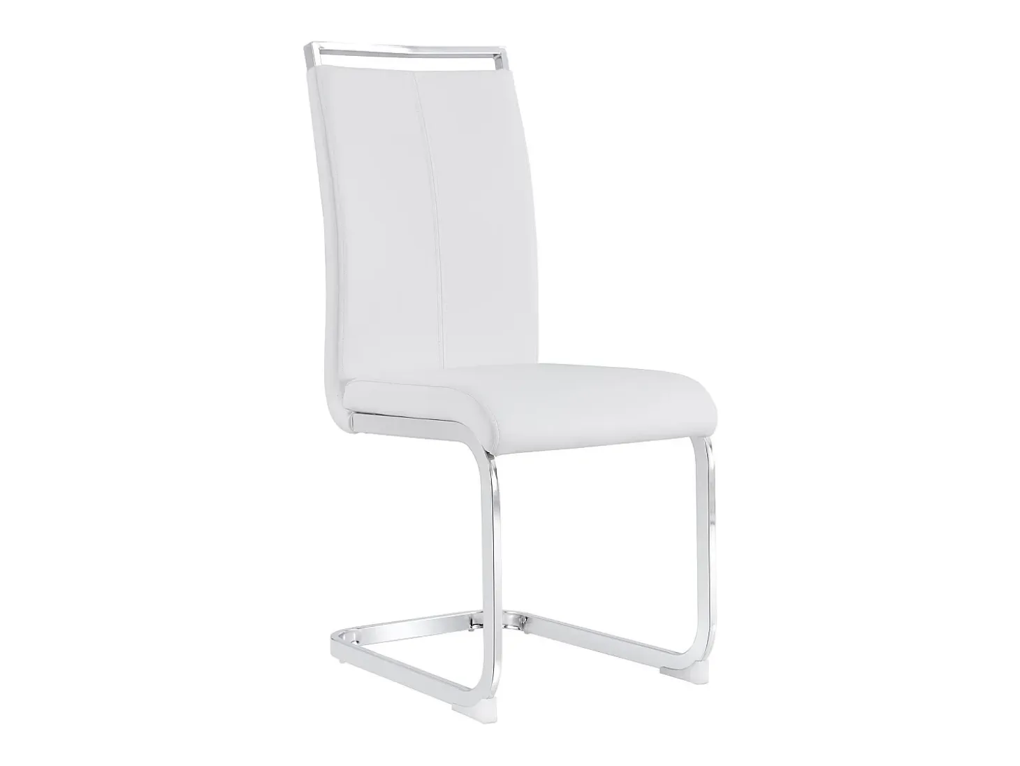 Juego de 4 sillas de comedor - estructura metálica y tapicería de polipiel - PU blanco