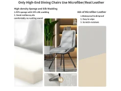 Juego de 2 sillas de comedor FATIVO - Sillón de oficina giratorio en cuero - Silla de salón escandinava acolchada - Gris
