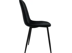 Juego de 4 sillas de comedor tapizadas en terciopelo negro con patas de metal incl. material de montaje ML-Design