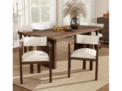 Juego de 2 sillas de comedor de madera maciza - 57,5 x 60,5 x 78,5 cm - estilo moderno - lino - marrón