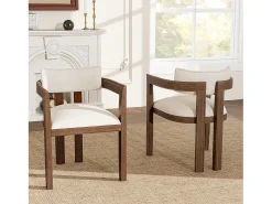 Juego de 2 sillas de comedor de madera maciza - 57,5 x 60,5 x 78,5 cm - estilo moderno - lino - marrón
