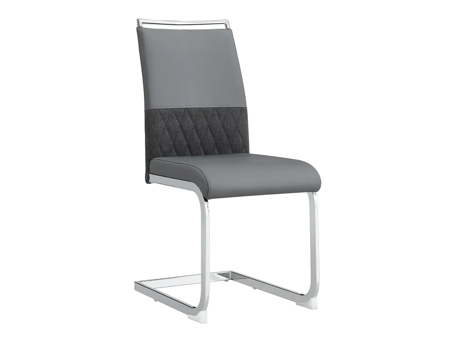 Juego de 6 sillas de comedor modernas, respaldo de piel sintética y lino, respaldo alto tapizado, diseño de rayas horizontales, color gris.