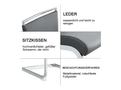 Juego de 6 sillas de comedor modernas, respaldo de piel sintética y lino, respaldo alto tapizado, diseño de rayas horizontales, color gris.