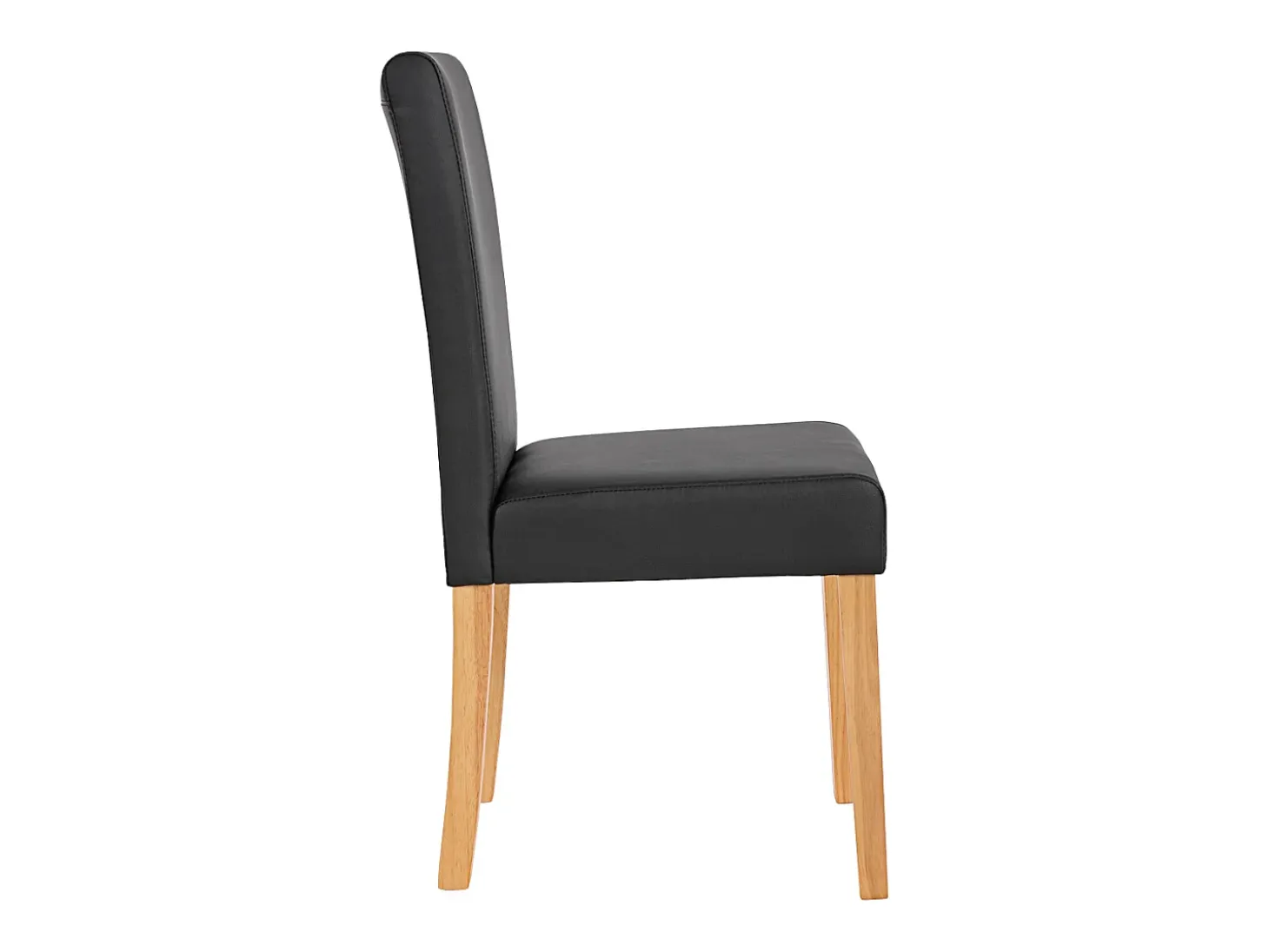 Juego de 6 sillas de comedor Littau de piel sintética, polipiel, negro mate, patas claras