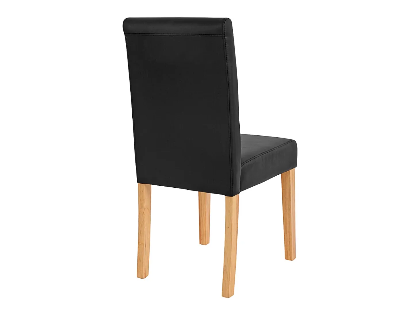 Juego de 6 sillas de comedor Littau de piel sintética, polipiel, negro mate, patas claras