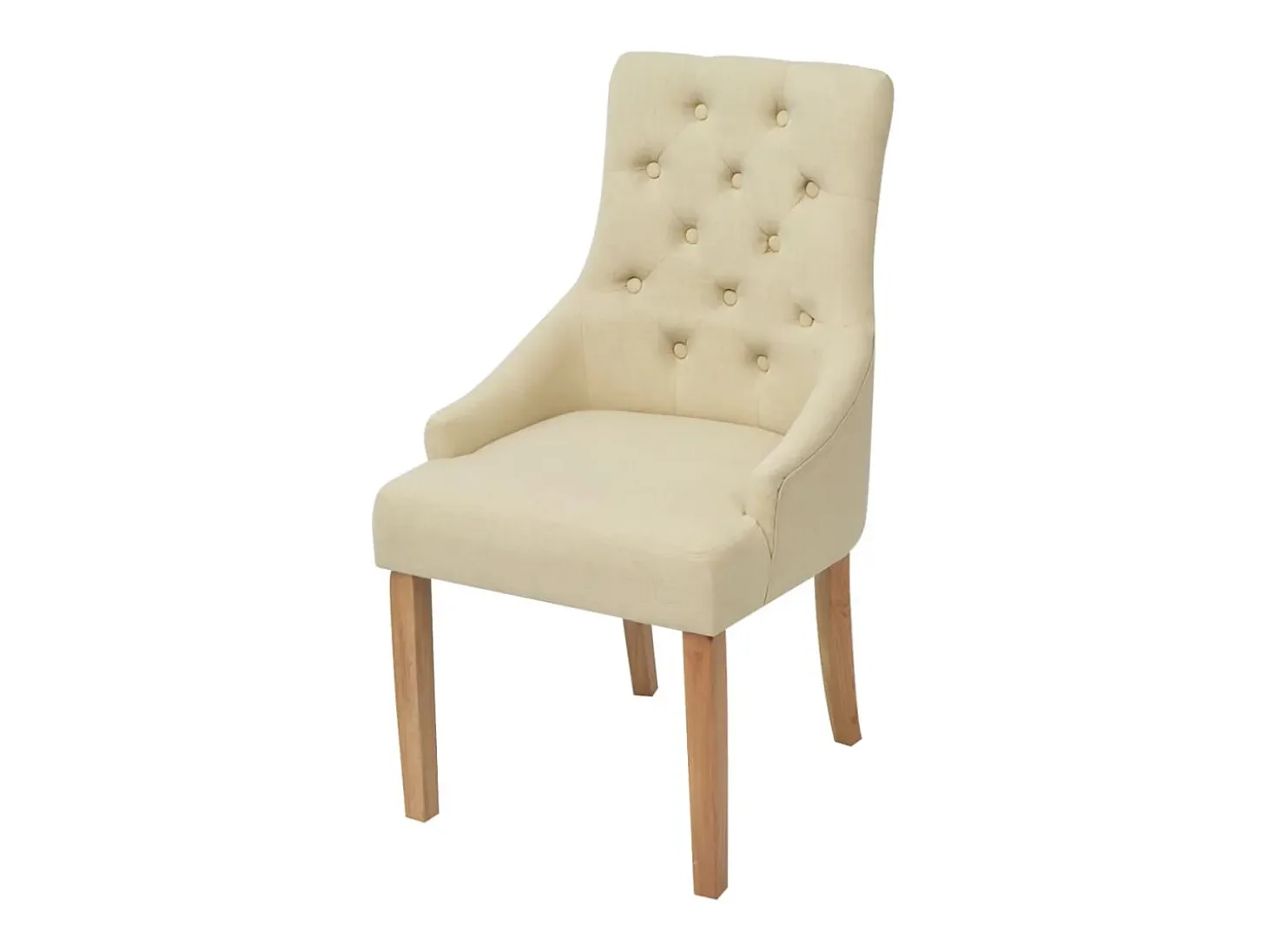Juego de 2 sillas de comedor de tela color crema