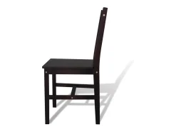 Juego de 4 sillas de comedor de madera de pino marrón oscuro