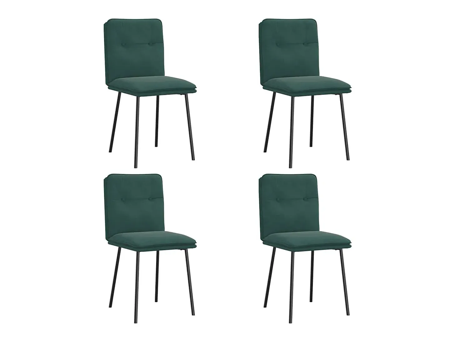 Juego de 4 sillas de comedor de terciopelo verde oscuro