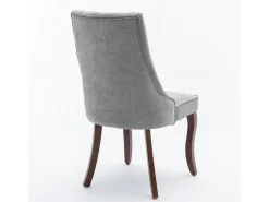 Juego de 2 sillas de comedor - Sillas con patas curvas de madera maciza y respaldo tapizado - chenilla gris