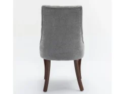Juego de 2 sillas de comedor - Sillas con patas curvas de madera maciza y respaldo tapizado - chenilla gris