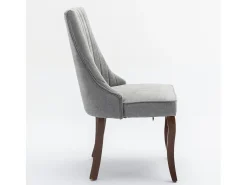 Juego de 2 sillas de comedor - Sillas con patas curvas de madera maciza y respaldo tapizado - chenilla gris