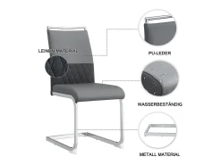 Juego de 4 sillas de comedor modernas con respaldo alto y patas tapizadas, respaldo de rayas cruzadas para comedor, cocina y oficina, color gris