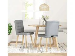 Juego de 2 sillas de comedor de tela gris claro