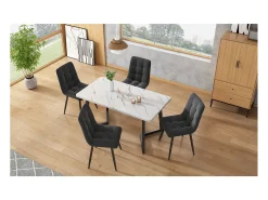 Juego de 4 sillas de comedor con respaldo, estructura de metal, gris, terciopelo