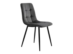 Juego de 4 sillas de comedor con respaldo, estructura de metal, gris, terciopelo