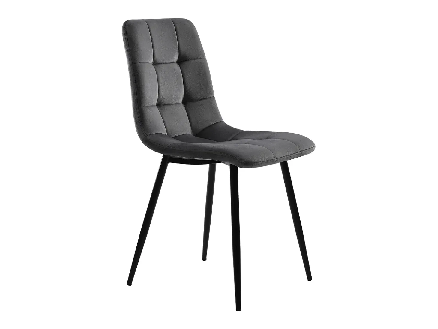 Juego de 4 sillas de comedor con respaldo, estructura de metal, gris, terciopelo