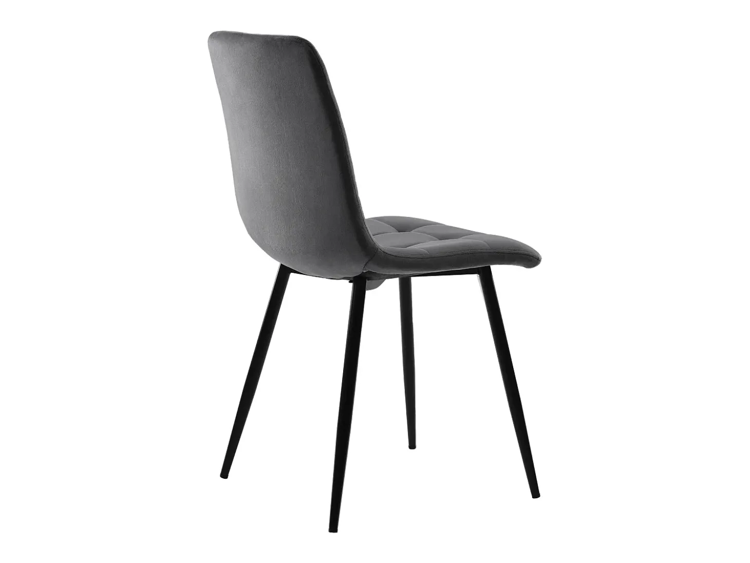 Juego de 4 sillas de comedor con respaldo, estructura de metal, gris, terciopelo