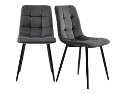 Juego de 4 sillas de comedor con respaldo, estructura de metal, gris, terciopelo